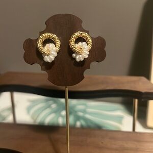 French Chic Double Circle Pearl Stud Earrings